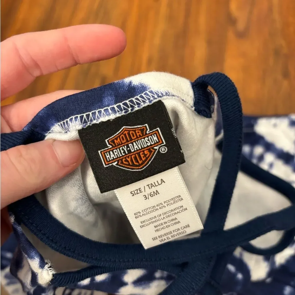 Harley Davidson blue tie dye dress and diaper cover set
